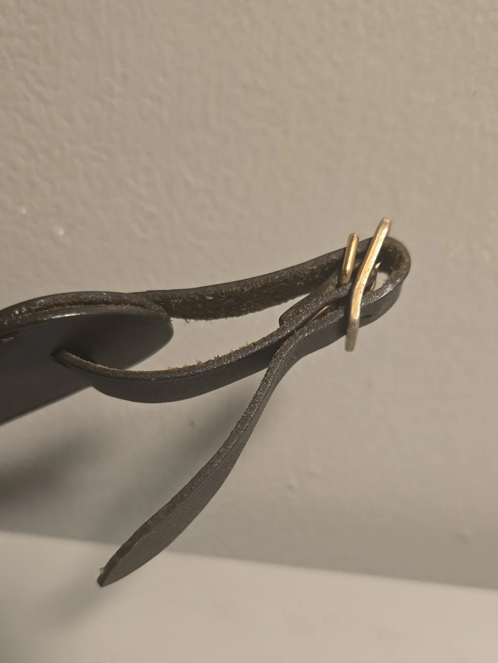 Louis Vuitton Brown Leather Luggage Tag with Orange Initials